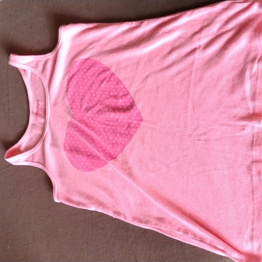 Salmon color with pink heart tank top